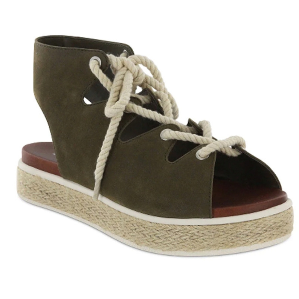 MIA Delena OLV olive sandals gladiator platform 6.5 rope tie